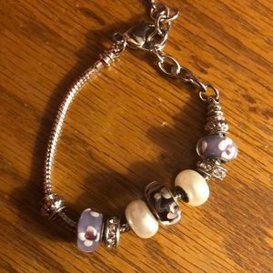 beautiful purple white and silver bracelet